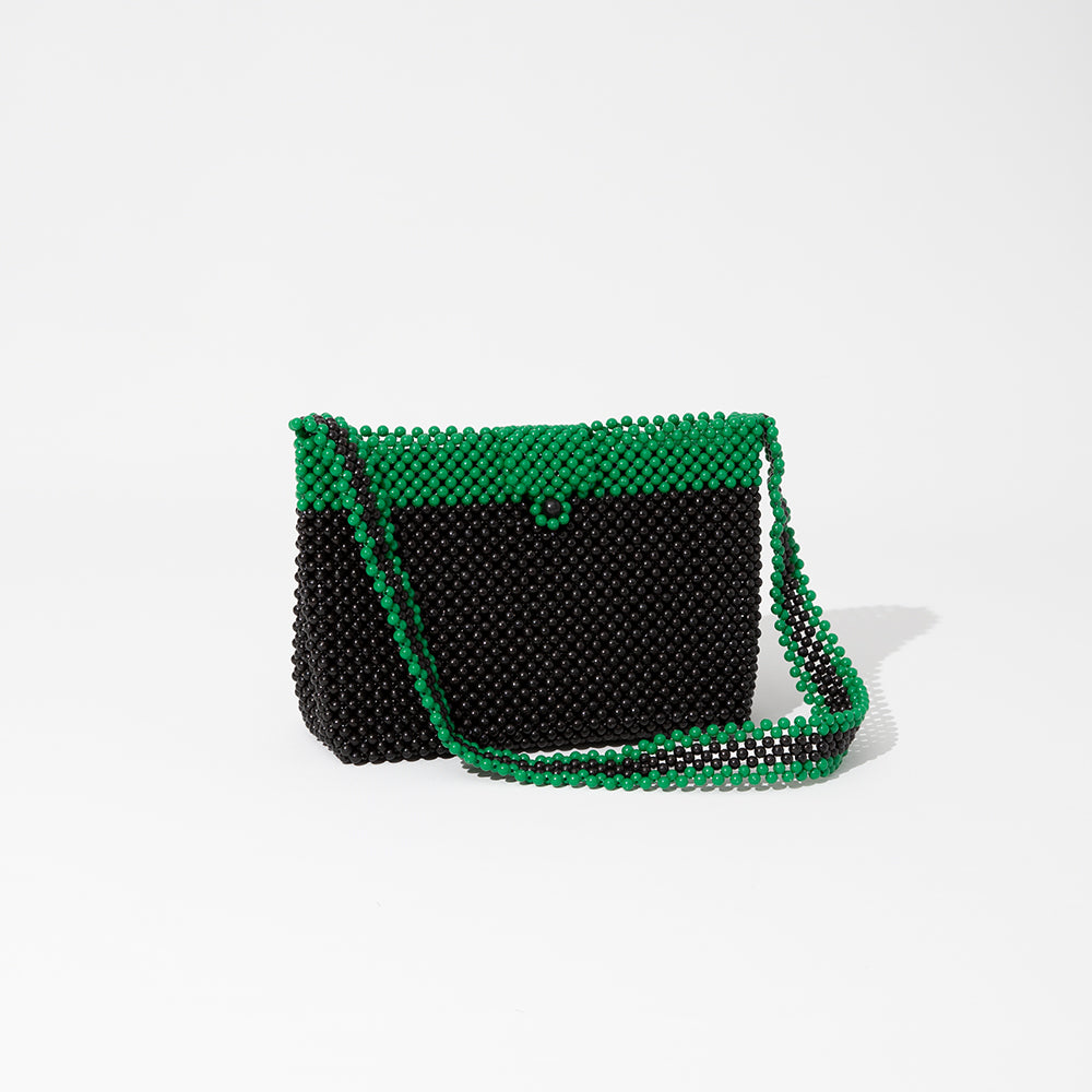 Beaded bag (black/green)