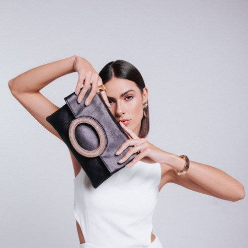 leather clutch black