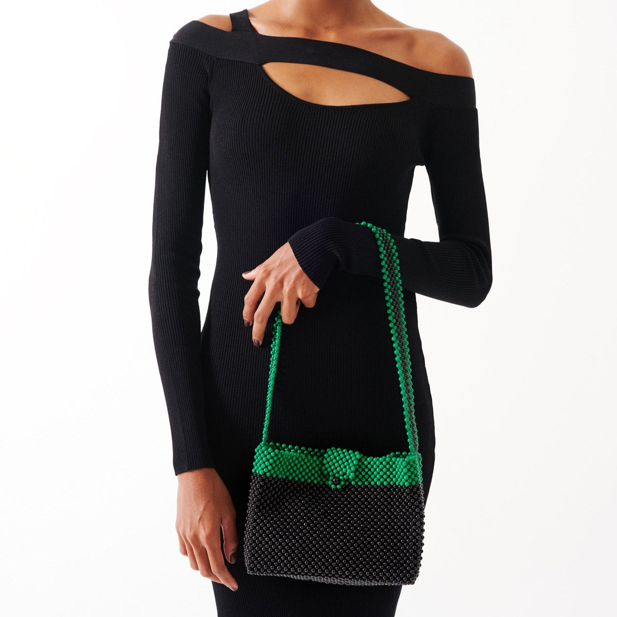 Beaded bag (black/green)