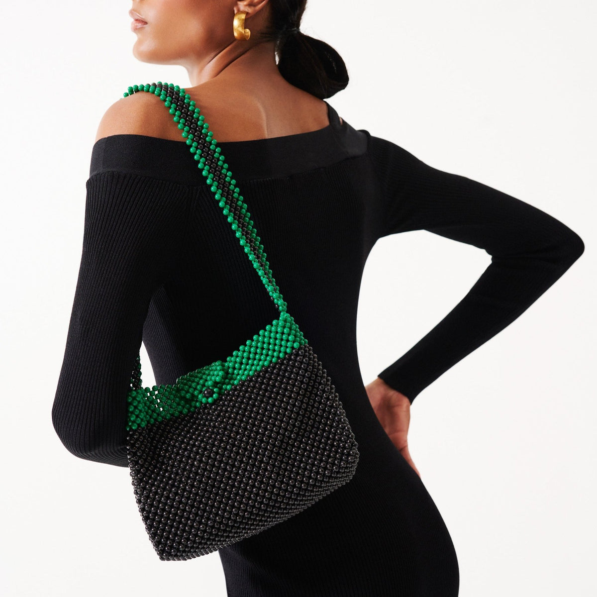 Beaded bag (black/green)