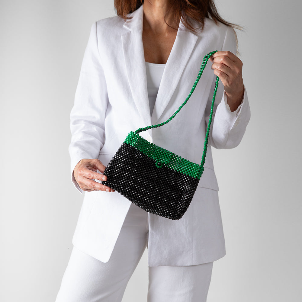 Beaded bag  (black/green)