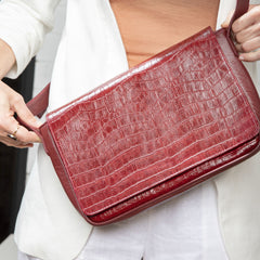 red leather satchel