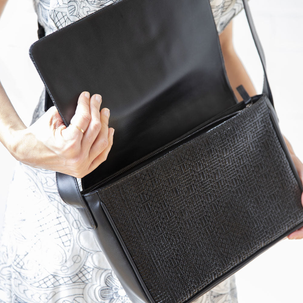satchel crossbody leather black